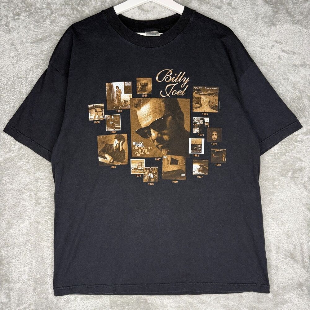 Vtg Billy Joel T-Shirt Men XL Tour 1998 1999 Black Album Graphic Tee 90s Concert